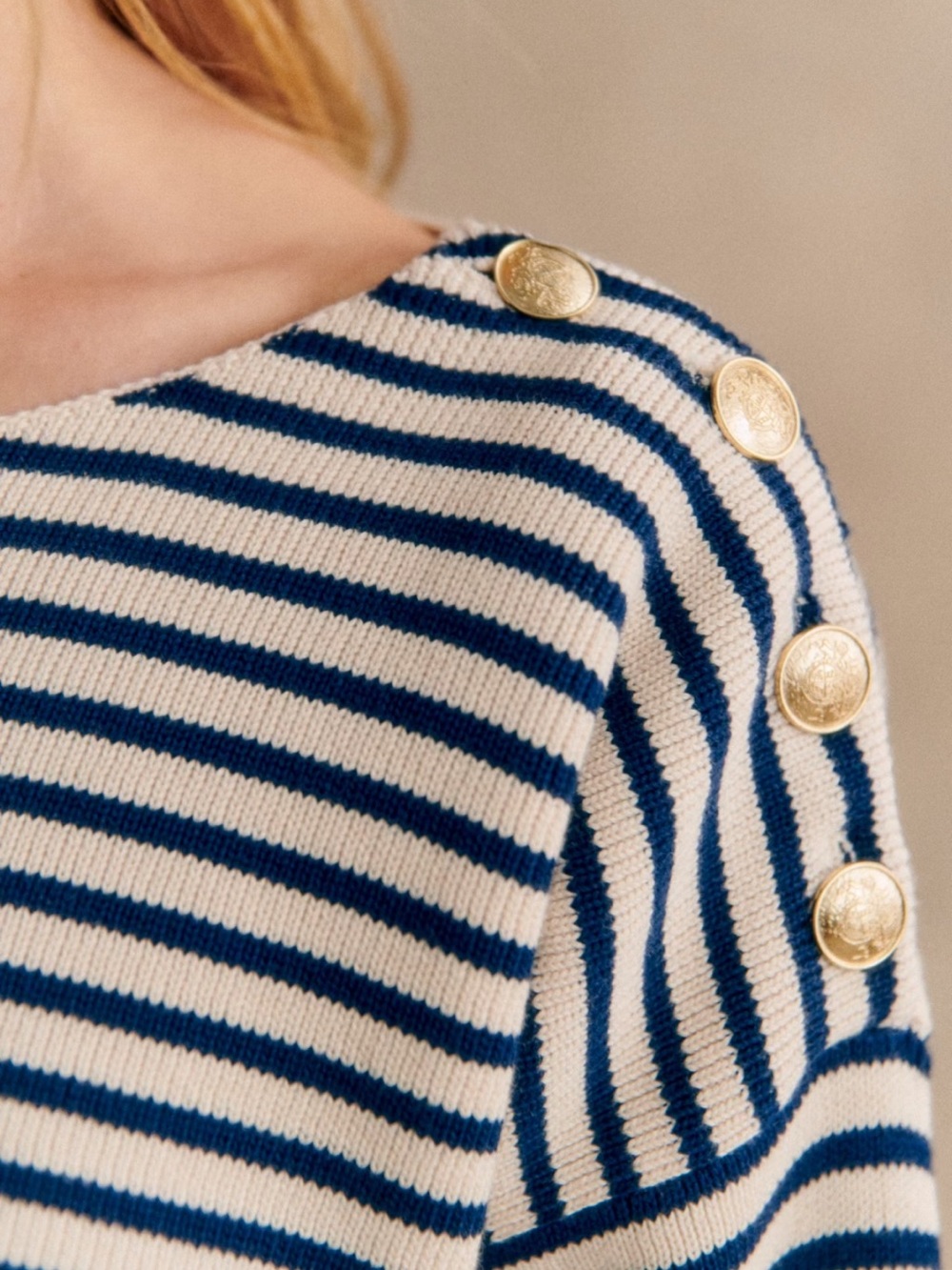 NWT Sezane Daisy Jumper in Natural/Navy size XS and S - Picture 7 of 8